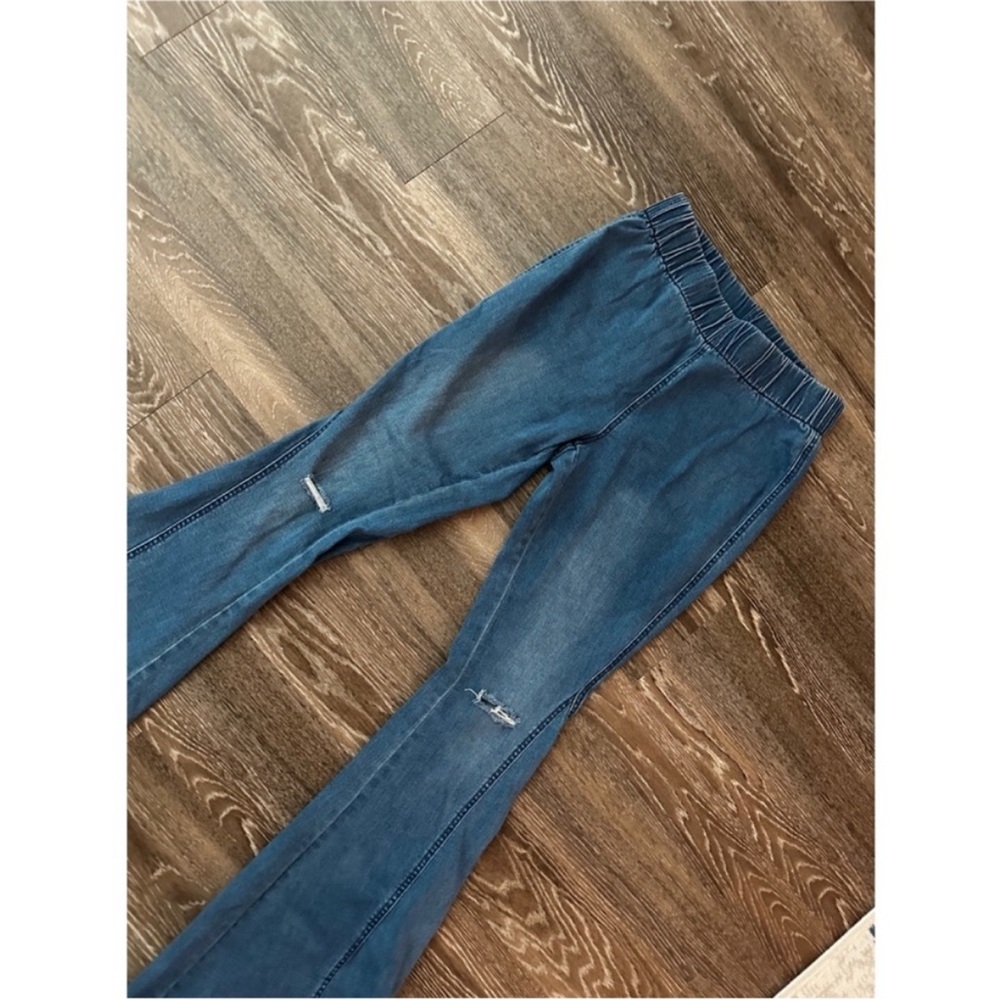 🥳💗HP! Amazon Blue Flare Wide Leg Casual Western Jeans - Picture 10 of 11
